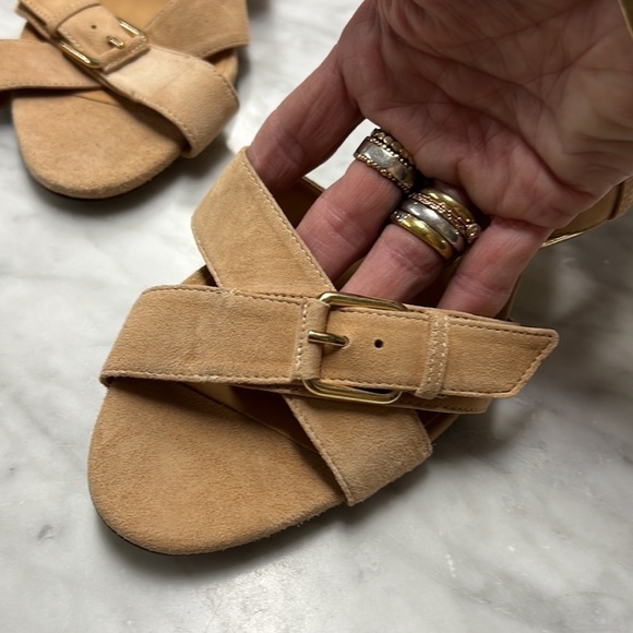 J. Crew Tan Suede Ankle Wrap Strap Sandal Size 10 NEW! - Picture 5 of 9